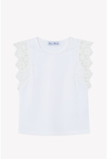 Tartine & Chocolat Tartine et chocolat - witte t-shirt met kanten afwerkingen