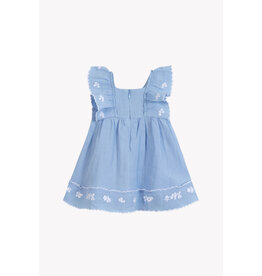 Tartine & Chocolat Tartine et Chocolat - blauw kleedje geborduurde bloemen