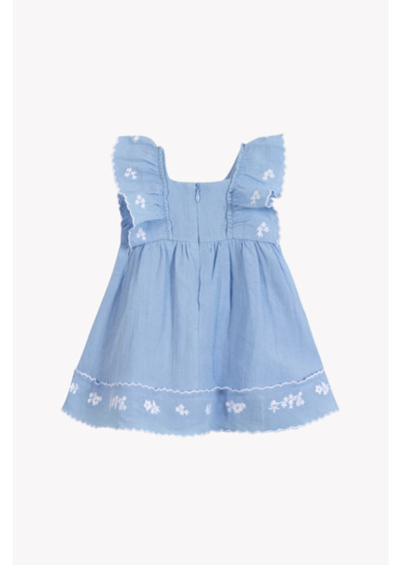 Tartine & Chocolat Tartine et Chocolat - blauw kleedje geborduurde bloemen