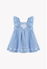 Tartine & Chocolat Tartine et Chocolat - blauw kleedje geborduurde bloemen