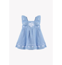 Tartine & Chocolat Tartine et Chocolat - blauw kleedje geborduurde bloemen