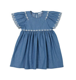 mayoral Mayoral - Jeans jurk met geborduurde bloemen