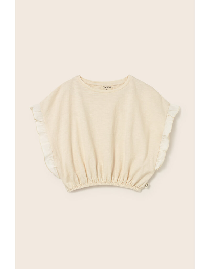 Cozmo Cozmo -T-shirt Iris - Ruffle mouw - Ivory