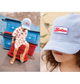 Bonton Bonton - gestreepte wit blauwe pet