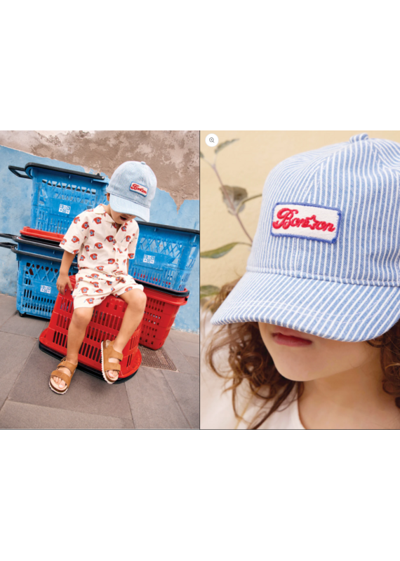 Bonton Bonton - gestreepte wit blauwe pet