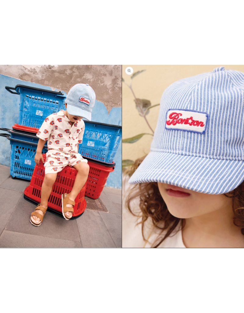 Bonton Bonton - gestreepte wit blauwe pet