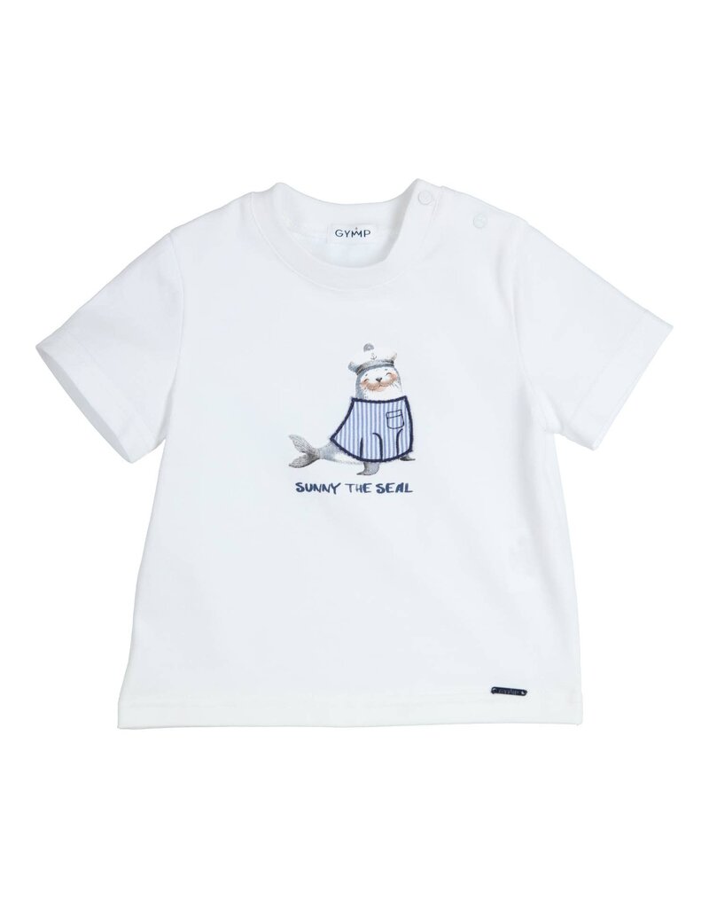 Gymp Gymp- T-shirt Sunny the Seal-wit/blauw