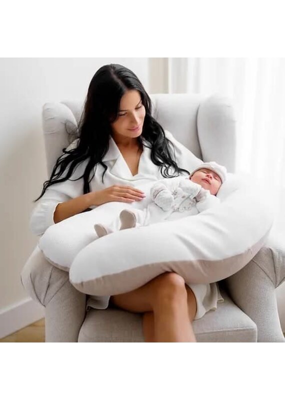 First First - Zwangerschaps- Voedingskussen - Beige/wit