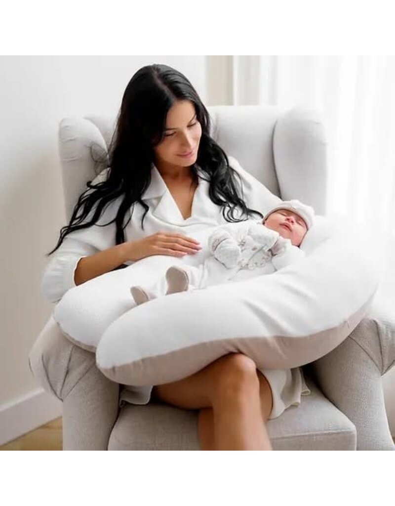 First First - Zwangerschaps- Voedingskussen - Beige/wit