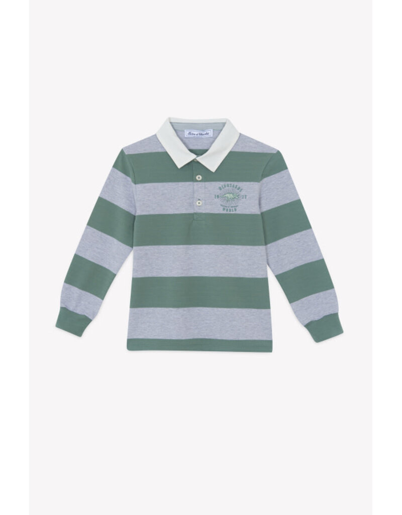 Tartine & Chocolat Tartine et Chocolat - Polo Striped Grijs/groen Dinosaurus