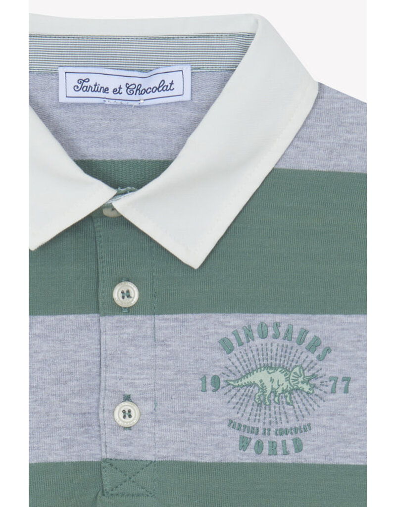 Tartine & Chocolat Tartine et Chocolat - Polo Striped Grijs/groen Dinosaurus