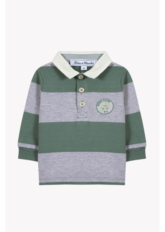 Tartine & Chocolat Tartine et Chocolat - Polo striped groen/grijs - Dino Club