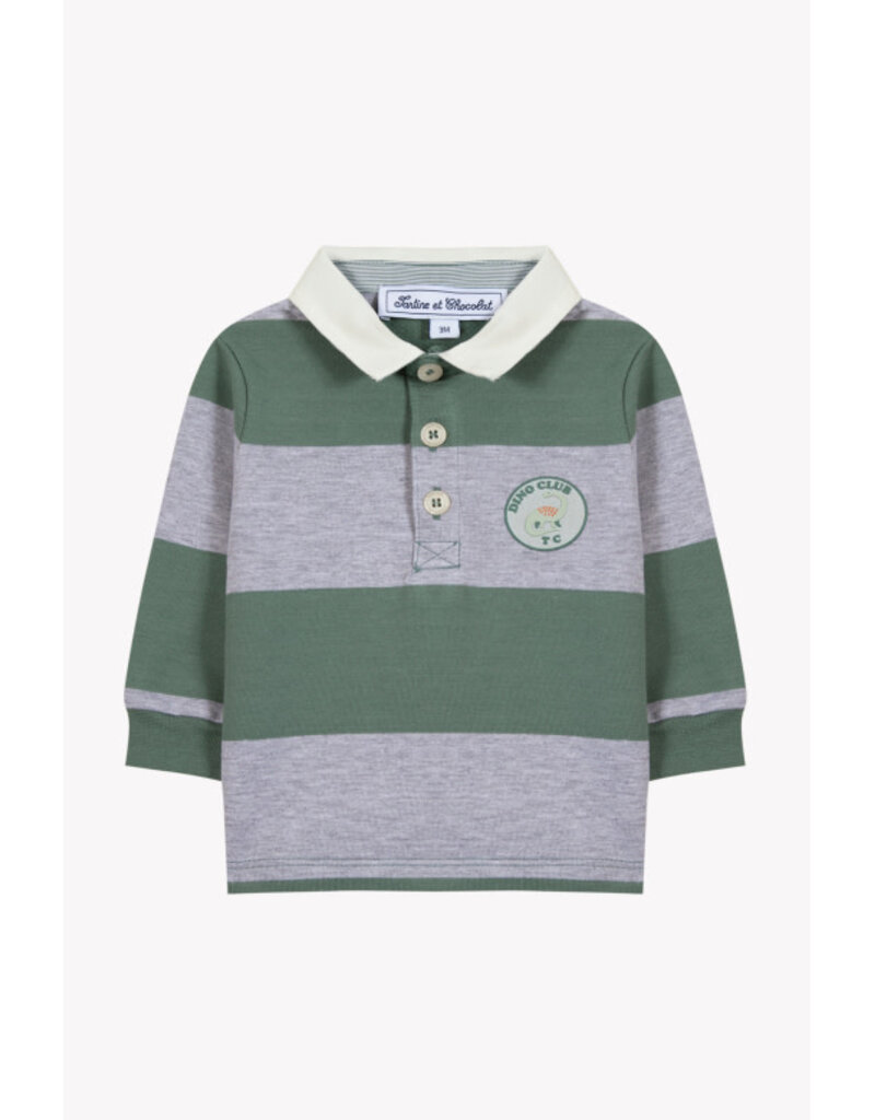 Tartine & Chocolat Tartine et Chocolat - Polo striped groen/grijs - Dino Club