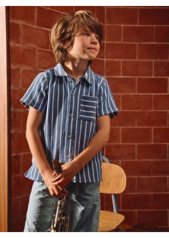 Laranjinha Laranjinha- hemdje korte mouw- navy gestreept