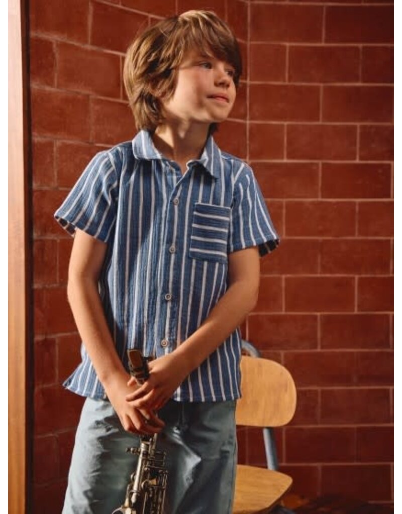 Laranjinha Laranjinha- hemdje korte mouw- navy gestreept