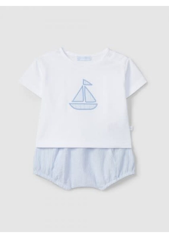 Laranjinha Laranjinha-setje Bootje-wit/blauw gestreept