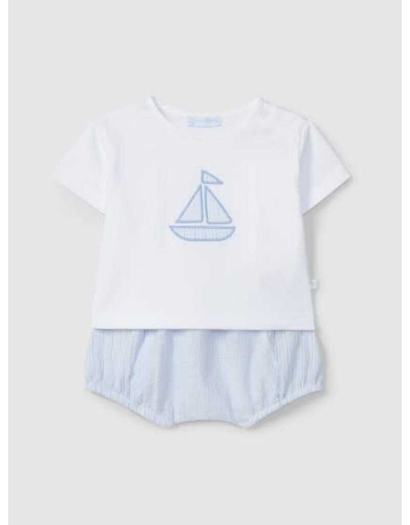 Laranjinha Laranjinha-setje Bootje-wit/blauw gestreept