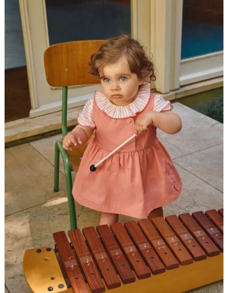 Laranjinha Laranjinha-Jurkje pinafore met knoopjes-raspberrie