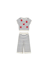 mayoral Mayoral-gehaakte set met broek en hartjes-wit/blauw