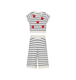 mayoral Mayoral-gehaakte set met broek en hartjes-wit/blauw