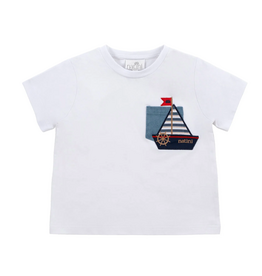 Natini Natini - T-shirt Pocket Boat - wit