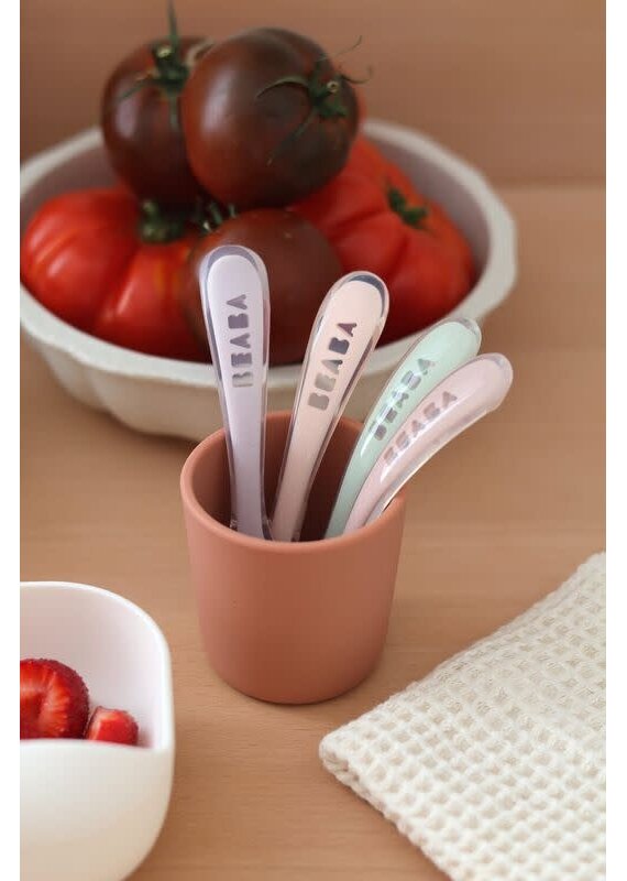 suavinex Béaba Set van 4 siliconen lepels 2e leeftijd