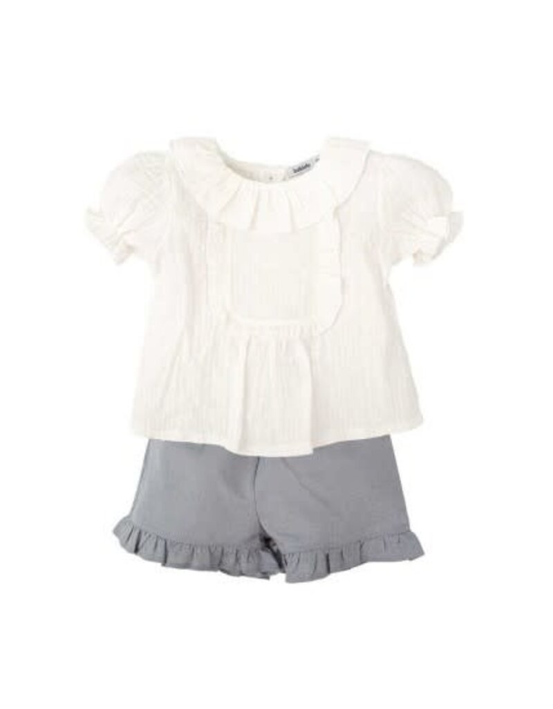 Babidu Babidu - Set Louise - Grijze short en witte blouse