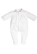 First First-Rompersuit-white/pink-teddy bear stripe
