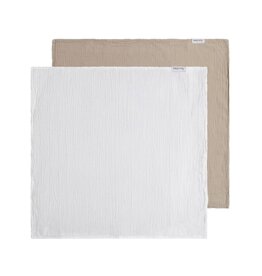 Baby's only Baby's only - Hydrofiele doek Tender beige/wit - 65x65 - 2-pack