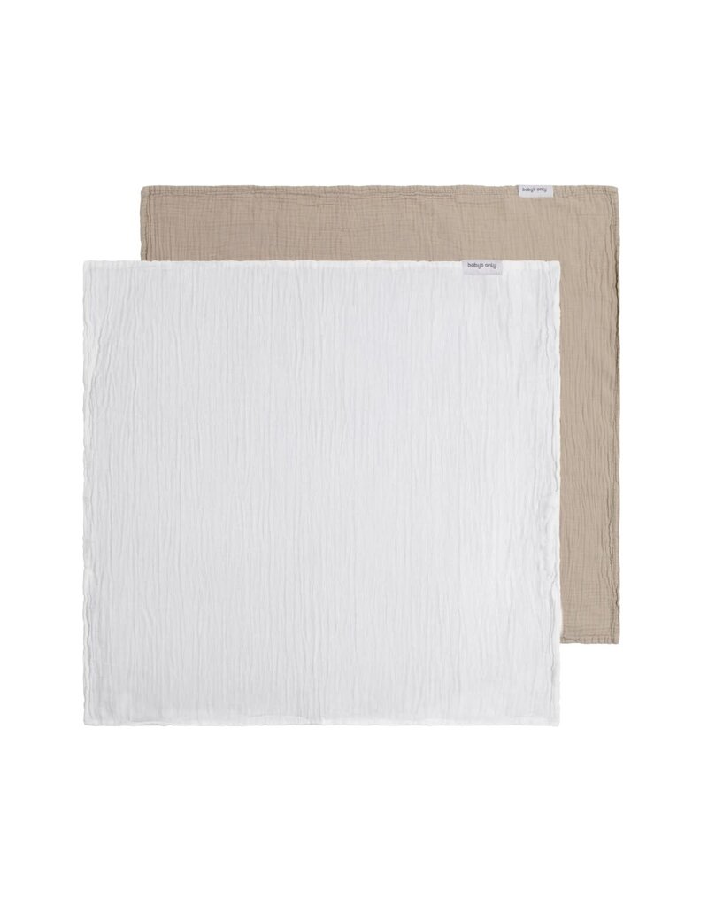 Baby's only Baby's only - Hydrofiele doek Tender beige/wit - 65x65 - 2-pack