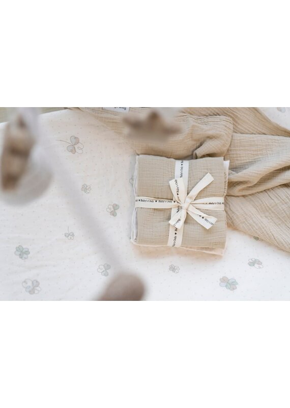 Baby's only Baby's only - Hydrofiele doek Tender warm linen/wit - 65x65 - 2-pack