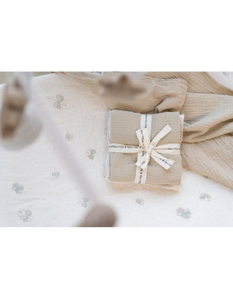 Baby's only Baby's only - Hydrofiele doek Tender warm linen/wit - 65x65 - 2-pack