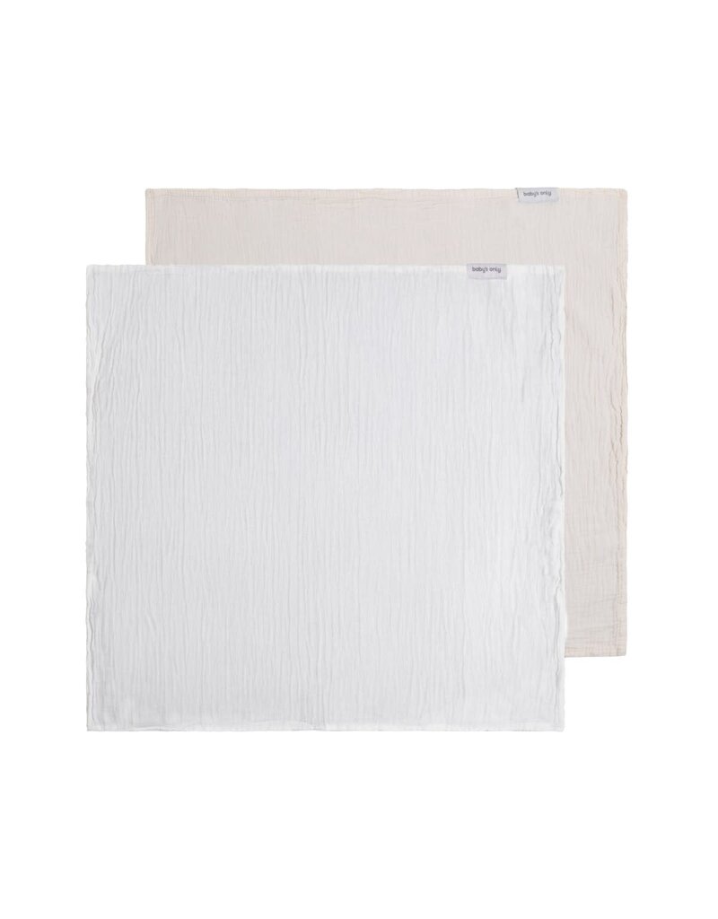 Baby's only Baby's only - Hydrofiele doek Tender warm linen/wit - 65x65 - 2-pack