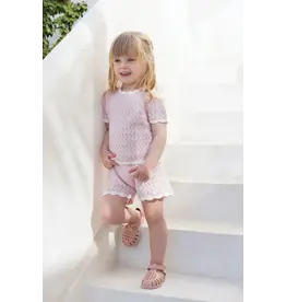 Tartine & Chocolat Tartine et Chocolat- setje gebreid-lichtroze-opengewerkt tricot