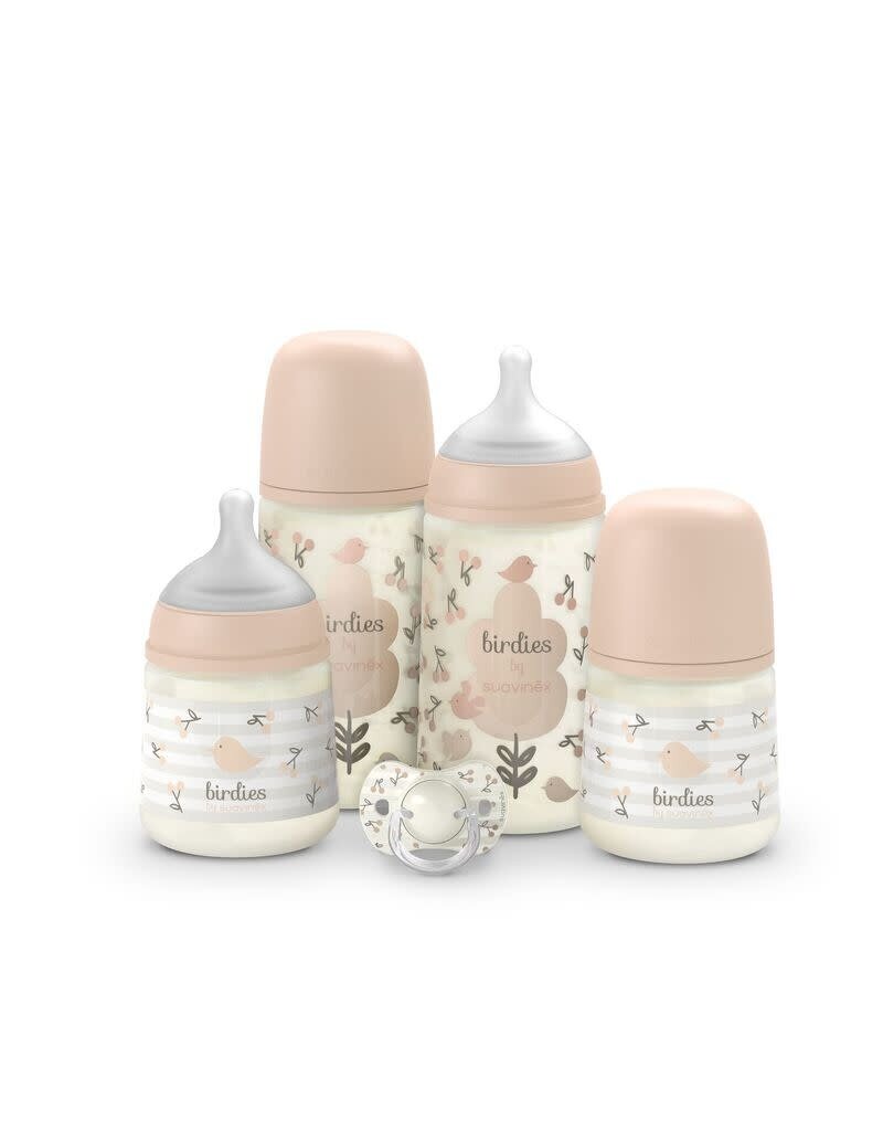 suavinex Suavinex- Essential Set-Birdies-fopspeen en flessen roze