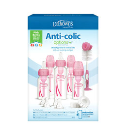 Dr. Brown's Dr. Browns Options+ Anti-colic Bottle | Gifstset Standaard halsfles - roze