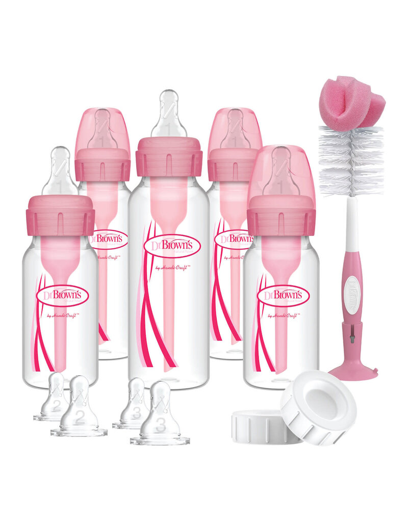 Dr. Brown's Dr. Browns Options+ Anti-colic Bottle | Gifstset Standaard halsfles - roze