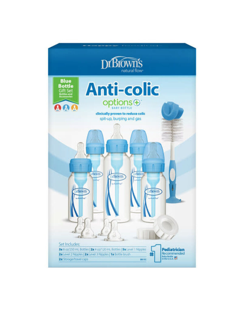 Dr. Brown's Dr. Browns Options+ Anti-colic Bottle | Gifstset Standaard halsfles - blauw
