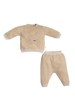First First - tweedelig knitted setje beige 1m