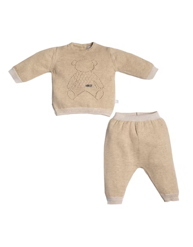 First First - tweedelig knitted setje beige 1m