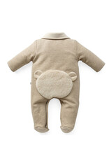 First Firts - beige kruippakje met teddy berenkopje