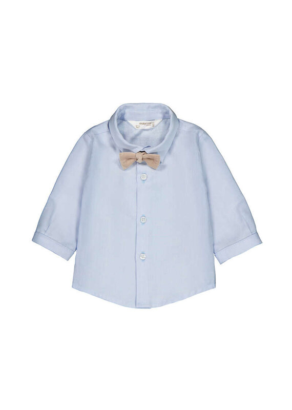 mayoral Mayoral - Hemdje blauw met afneembarde strik beige