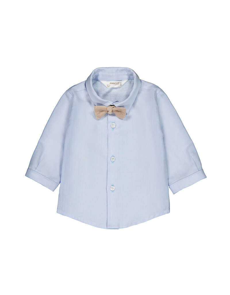 mayoral Mayoral - Hemdje blauw met afneembarde strik beige
