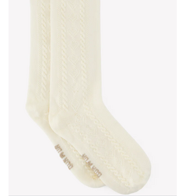 Bonton Bonton - knie kousen beige ruffel