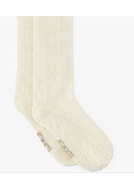 Bonton Bonton - knie kousen beige ruffel
