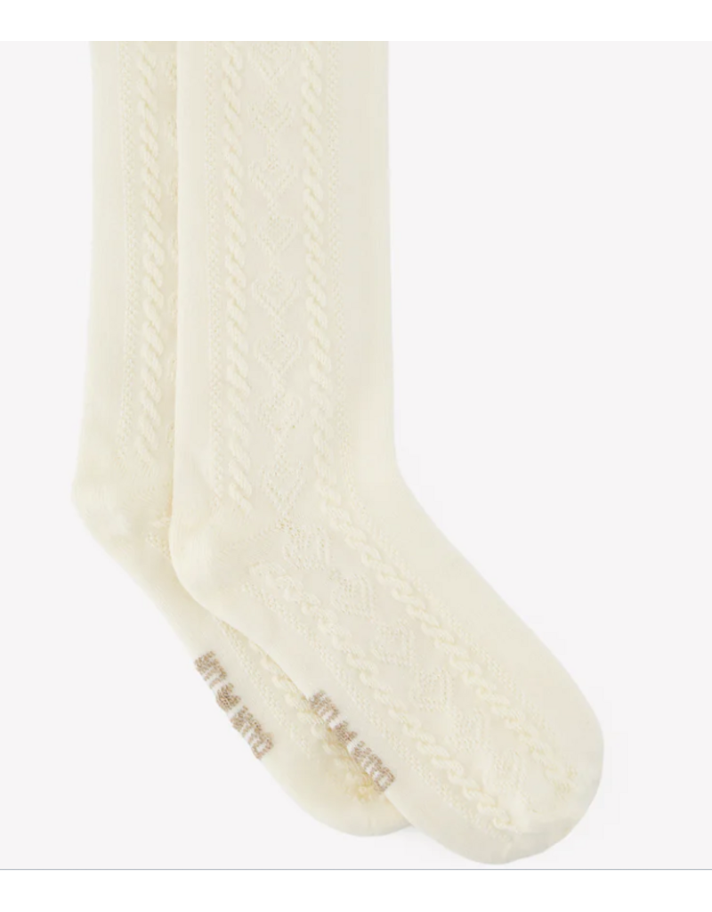 Bonton Bonton - knie kousen beige ruffel