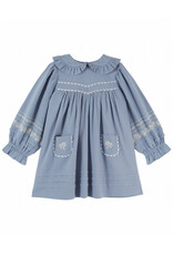 Emile & Ida Emile & Ida - Jurk geborduurde bloemen -blauw