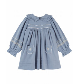 Emile & Ida Emile & Ida - Jurk geborduurde bloemen -blauw