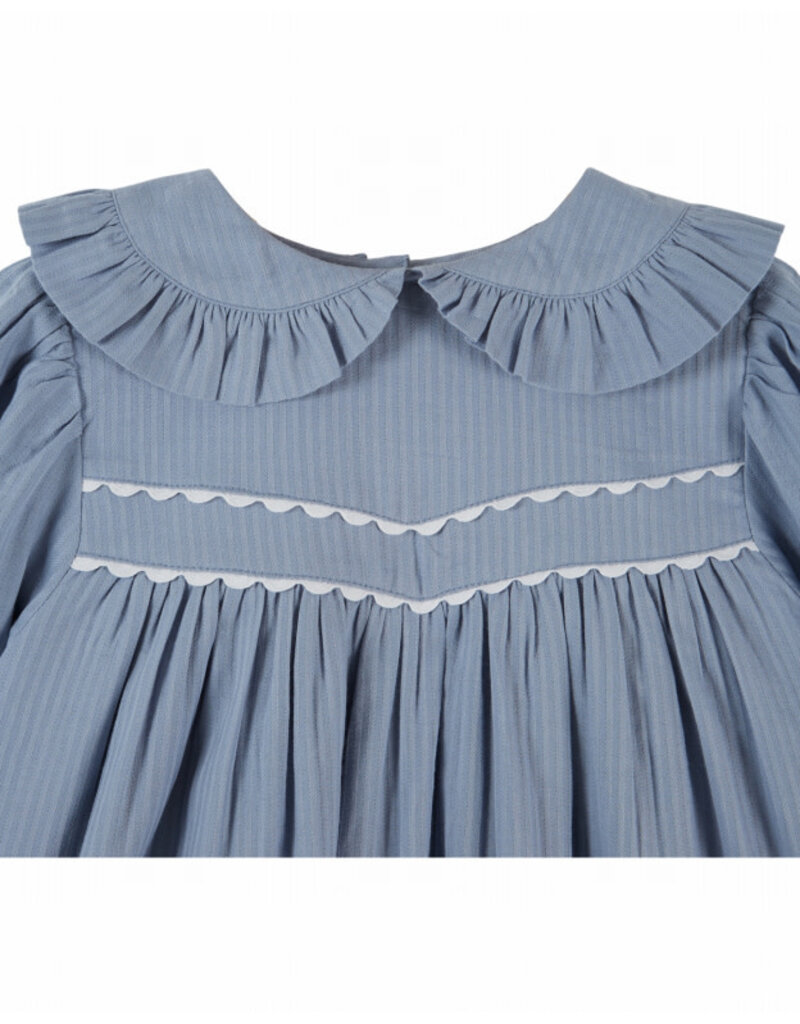 Emile & Ida Emile & Ida - Jurk geborduurde bloemen -blauw