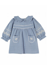Emile & Ida Emile & Ida - Jurk geborduurde bloemen -blauw